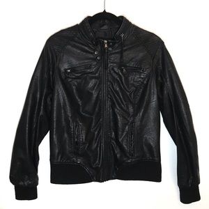 Black Faux Leather Jacket by Ci Sono